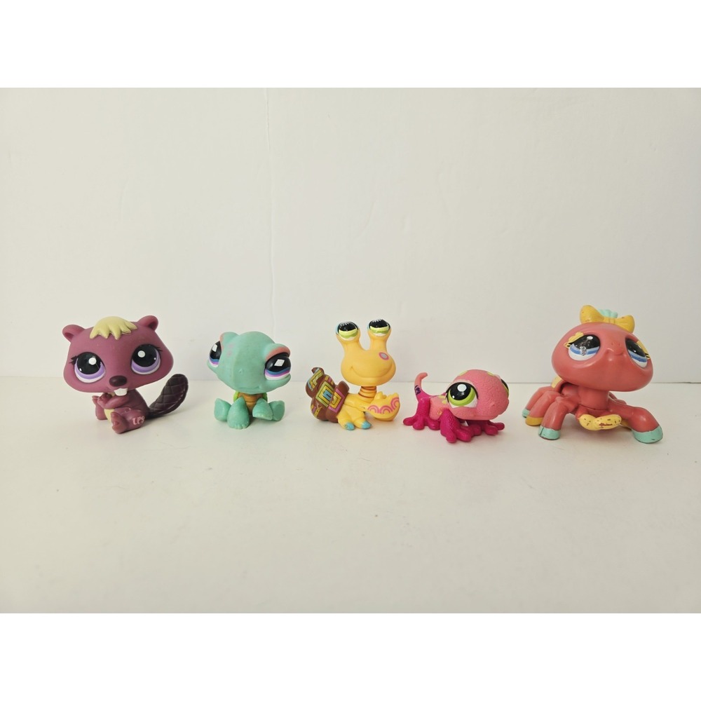Littlest Pet Shop figure lot 522 turtle 1455 lizard 1008 crab 1410 beaver 2124